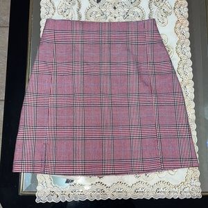 Brandy Melville John Galt Cara plaid front slit mini skirt